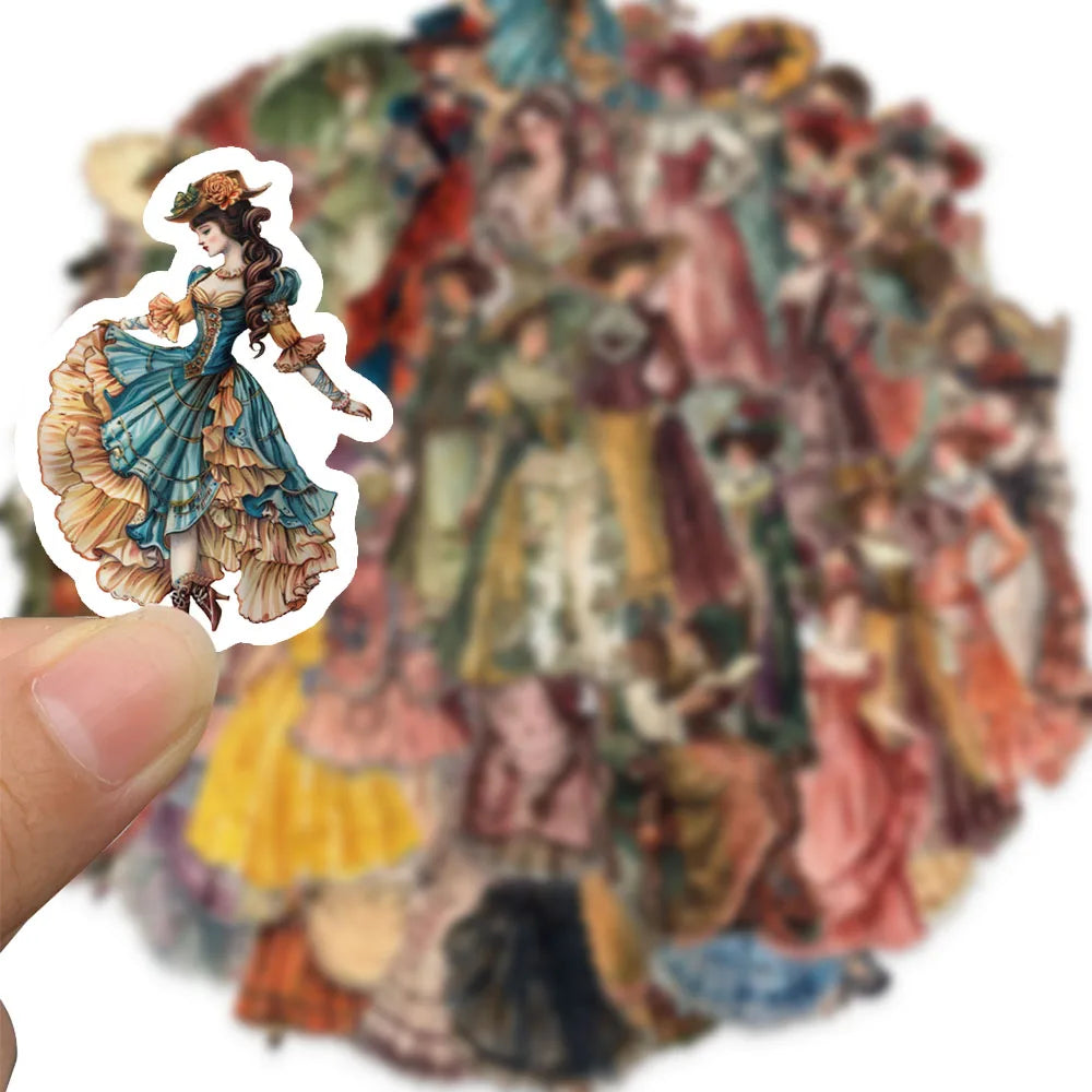 50PCS Vintage European and American Character Stickers for Mobile Phones, Laptops, Cups, Photo Frames, DIY Decorative Sticker