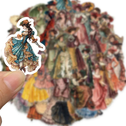 50PCS Vintage European and American Character Stickers for Mobile Phones, Laptops, Cups, Photo Frames, DIY Decorative Sticker
