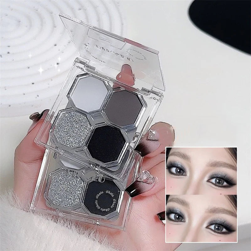 Black Light Star 4-color Eye Shadow Plate Smoky Makeup Dark Black Dark Cement Plate Cross-border Brightening Makeup Cosmetics