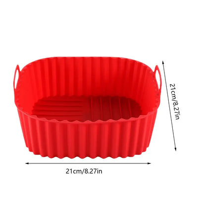 Silicone Air Fryer Liners Pot Square Airfryer Basket Plate Cooking Gadgets Reusable Non-stick Pizza Pan Oven Kitchen - Red