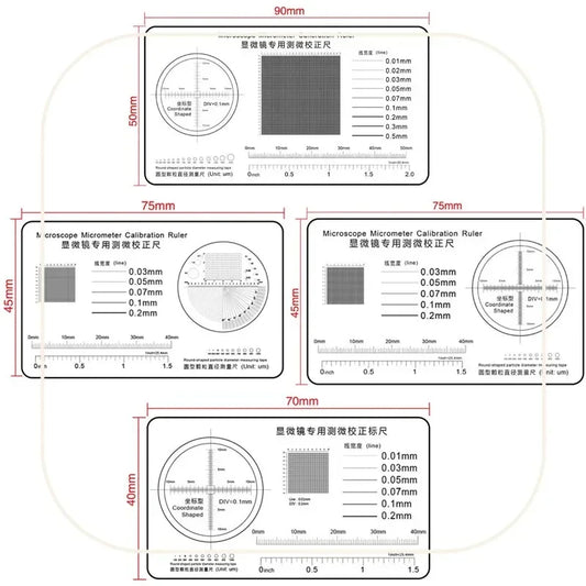 Microscope Micrometer Calibration Film Ruler Grid Reticule Stains Dot Gauge Plastic Ruler Radius Area Diameter Measuring