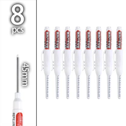 4-60Pcs 45mm Long Nib Head Carpenter Pen Deep Hole Marker Pens Black/Blue/Red/White for Measuring Woodworking Hand Tools