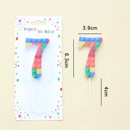 New Building Block Number 0-9 Candle 1PC Color Building Block Shaped Digital Candle Cake Decoration Birthday Baking Decor Plu
