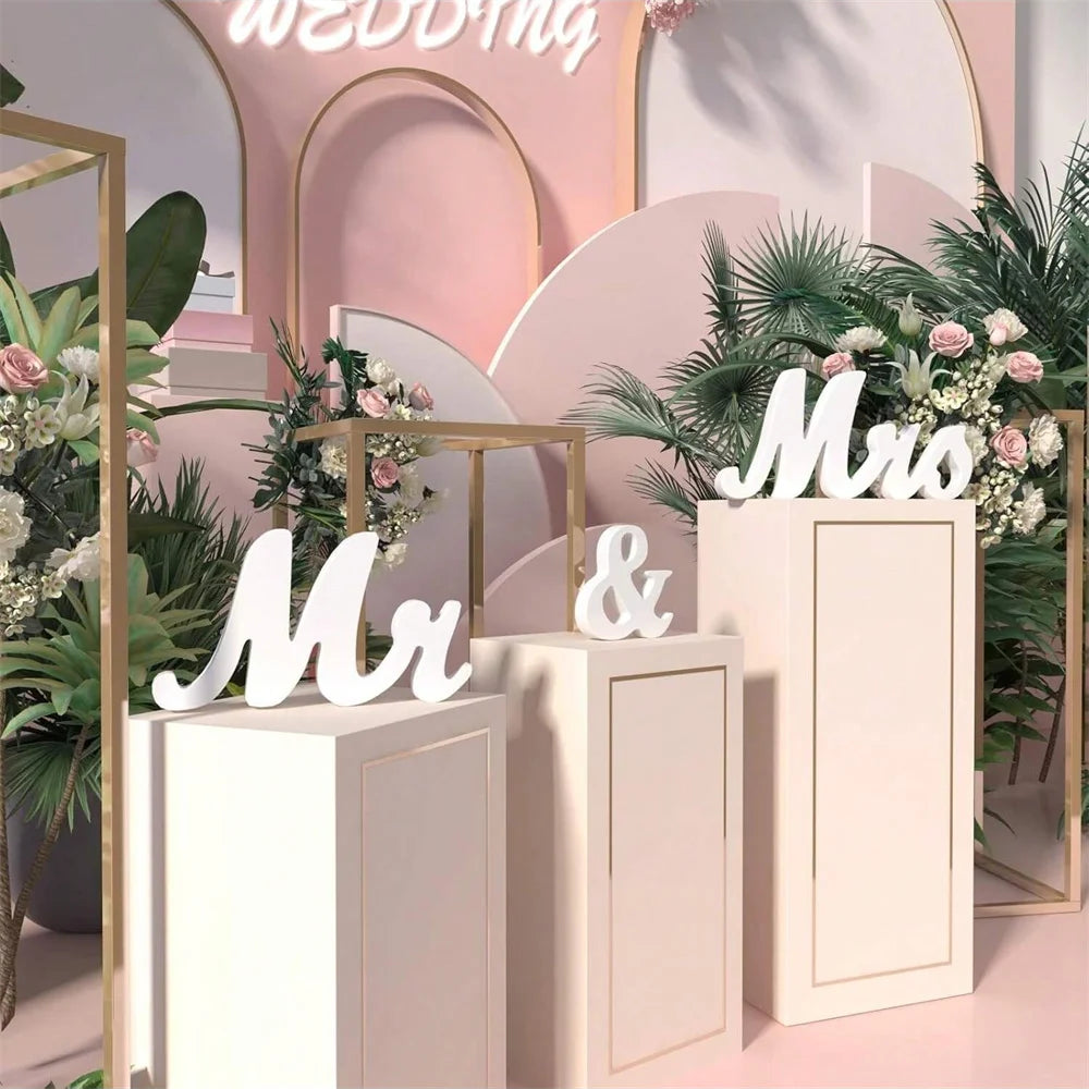 3pcs/set Wooden Mr & Mrs Sign Decoration For Wedding Party, Ceremony Check-In Desk, Dining Table, Suitable For Home, Hotel De