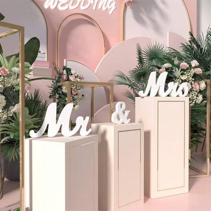 3pcs/set Wooden Mr & Mrs Sign Decoration For Wedding Party, Ceremony Check-In Desk, Dining Table, Suitable For Home, Hotel De