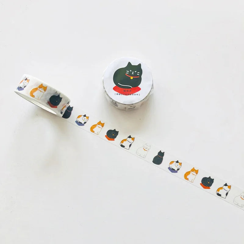Washi Tapes Cartoon Cat Masking Tape Washi Stickers Scrapbooking Adhesive DIY Decorative Stationery School Supplies