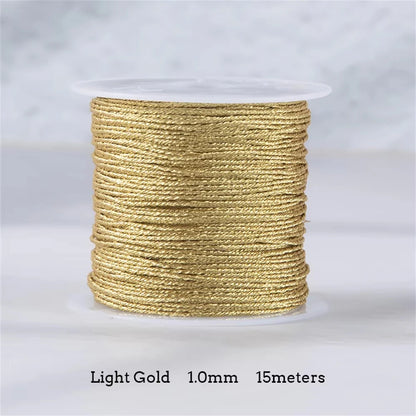 Gold/Silver Thread Macrame Cord Rope Bracelet Necklace Braided String For DIY Tassel Beading Shamballa String Supplies - 1.0m