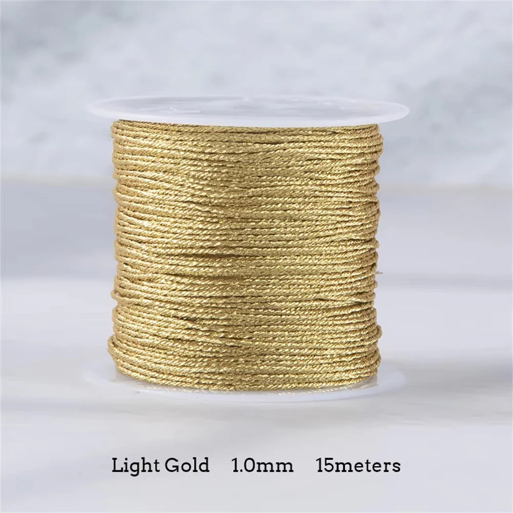 Gold/Silver Thread Macrame Cord Rope Bracelet Necklace Braided String For DIY Tassel Beading Shamballa String Supplies