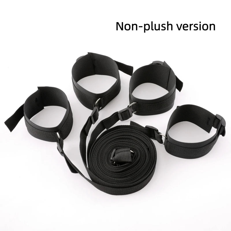 Bed Bondage Restraint Set Adjustable Wrist Ankle Cuffs Comfortable Couples Handcuffs Adult Sex SM Game Lover Intimate Play Ki