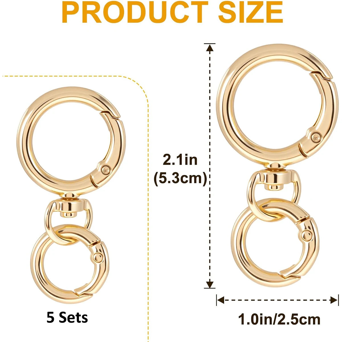 2/5/10 Sets Round Spring Snap Carabiner Clip O Rings Swivel Trigger Hook Metal Clasps Keychain for Handbag Lanyards DIY Craft
