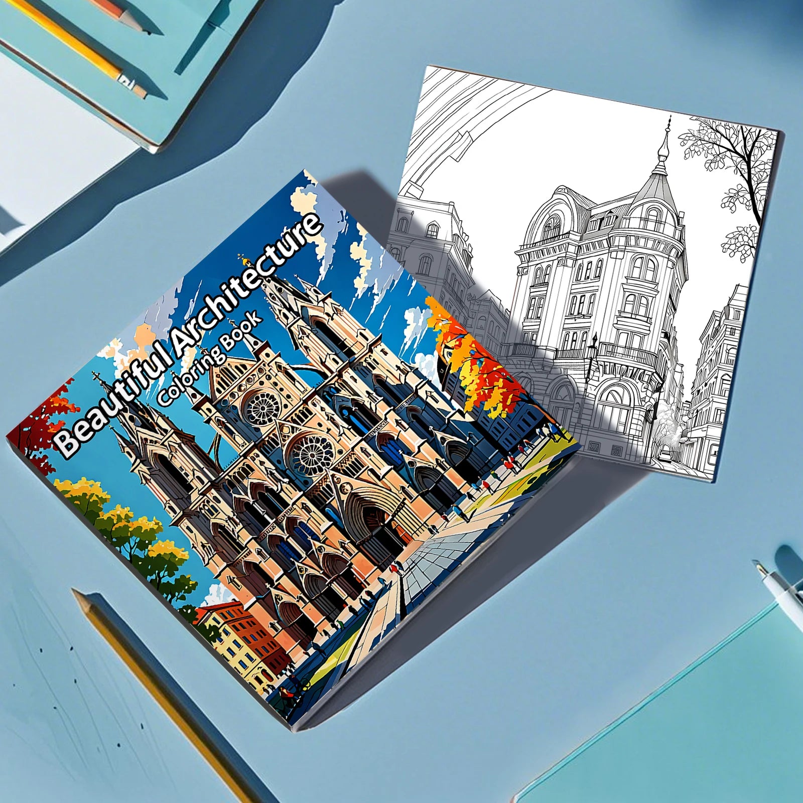 Adult Picture Book 24 Pages Beautiful Architecture Coloring Book Can Relax and Relieve Stress Graffiti Painting Drawing