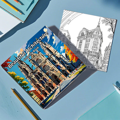 Adult Picture Book 24 Pages Beautiful Architecture Coloring Book Can Relax and Relieve Stress Graffiti Painting Drawing