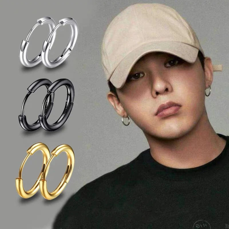 1 Pair Stainless Steel Hoop Earrings Women Men Gold Color Small Earrings Girl Jewelry Pendientes Mujer Aretes Cartilage Pierc