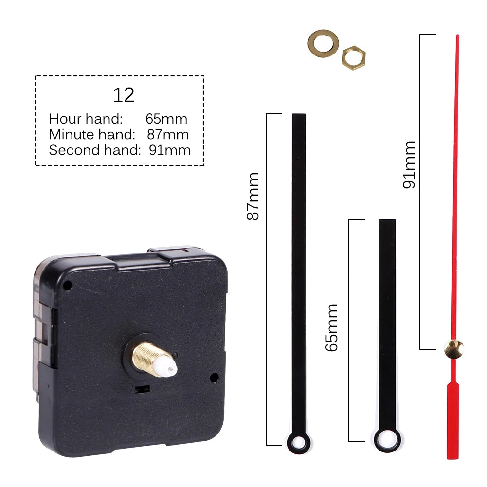 Clock Mechanism Silent Quartz Movement Machine Wall Hands Pointer Set Clockwork Table Long Shaft DIY Watches Repair Parts - 7