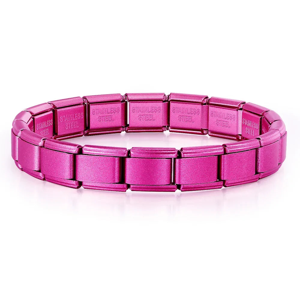 2025 New Men and Women Starry Colors 18 Pieces Italian Charm Fit 9mm Stainless Steel Modular Bracelet Jewelry - Starlight Ros