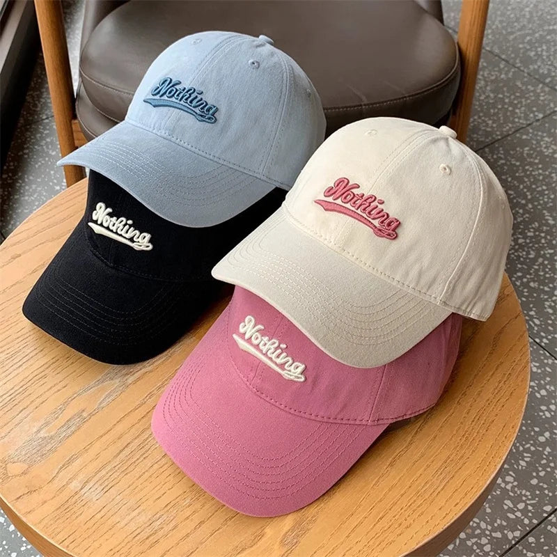 Letter Embroidery Baseball Hat For Women Men Fashion Sunscreen Hat Outdoor Sunshade Peaked Caps Solid Color Visors