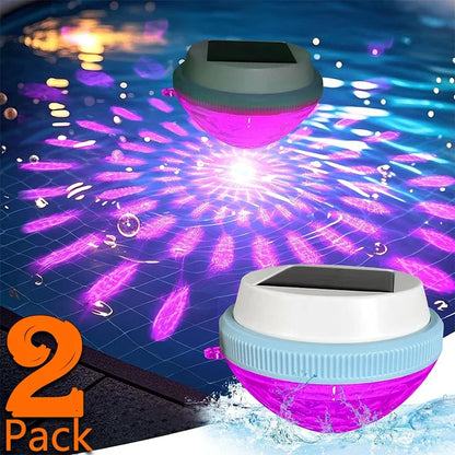 1-2Pack Solar Floating Pool Lighting, RGB Colour Changing Waterproof Pond Lights for Decoration of Swimming Pools, Yard Roads