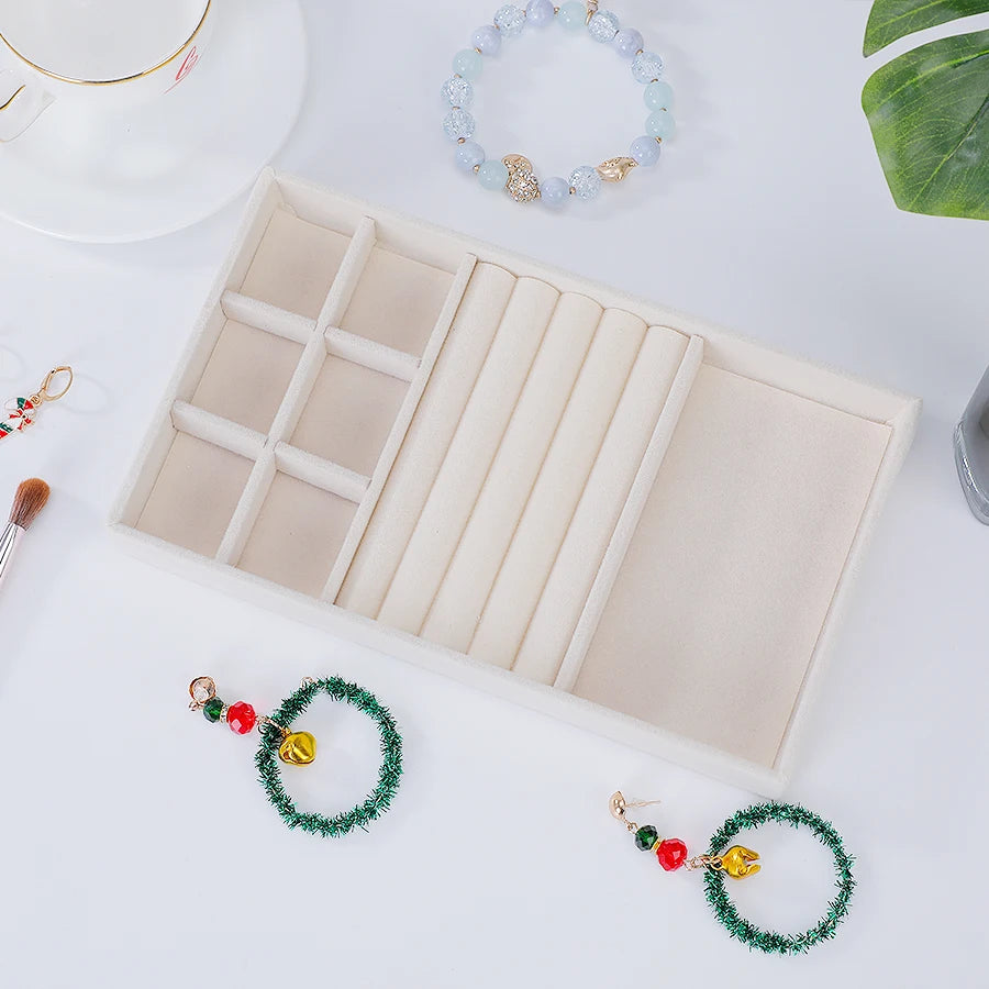 1PC, Flocking Jewelry Box Jewelry Tray, Color: Beige - 3-in-1pallet