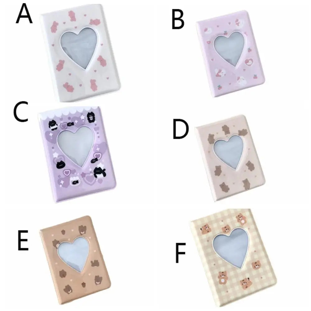 Cute Bear Photo Album 3 Inch Love Heart Hollow Picture Storage Case Kpop Card Binder Name Card Book Photocard Holder