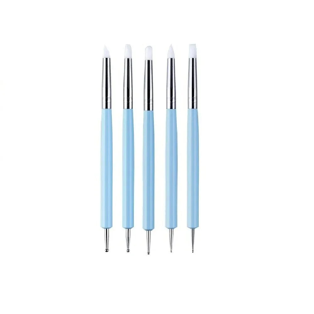 5PCS Silicone Clay Sculpting Tool for Brush Modeling Dotting Nail Art Pottery Clay Tool DIY Carving Sculpting Tools