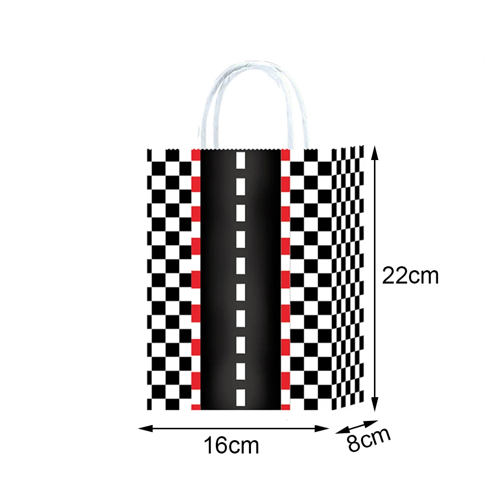 Racing Car Theme 3-Tier Round Cardboard Cupcake Stand Cars Birthday Party Tablecloth Black and White Checkered Decor Supplies