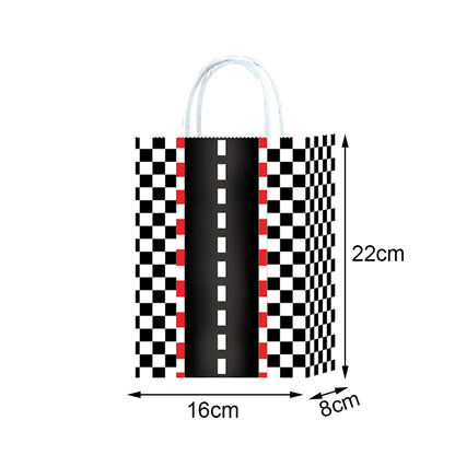 Racing Car Theme 3-Tier Round Cardboard Cupcake Stand Cars Birthday Party Tablecloth Black and White Checkered Decor Supplies