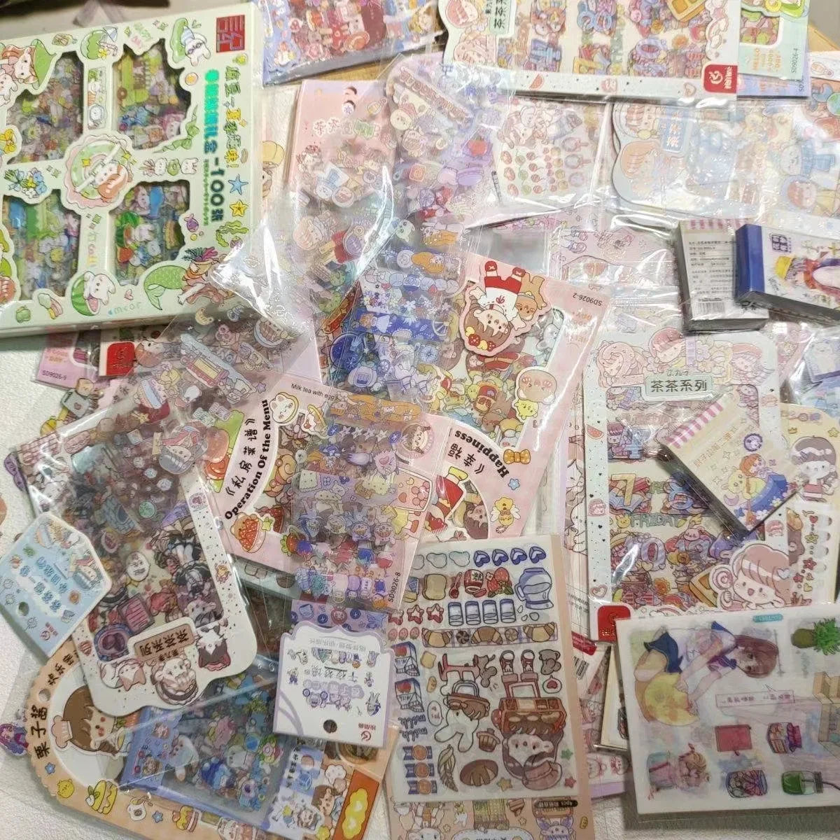 20-200 PCS Goo Card Cute Stickers Kawaii Cartoon Laser Sticker No repeat for Diary DIY School Students Decoration Stationery