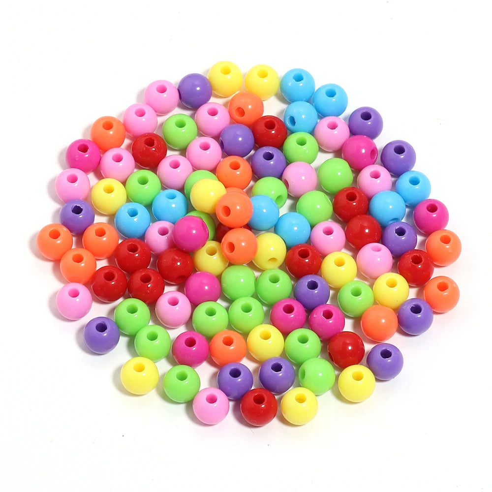 10-100Pcs/Lot 6-20mm Solid Color Round Acrylic Beads Loose Spacer Beads For DIY Keychains Decoration Handmade Crafts Accessor