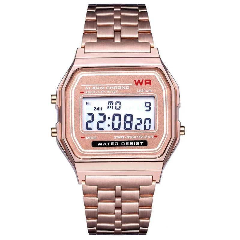 F91W Non-Waterproof Steel Band Watch For Women, Men, Business Clock, Multi-Functional LED Digital Sports Watch, Electronic Cl