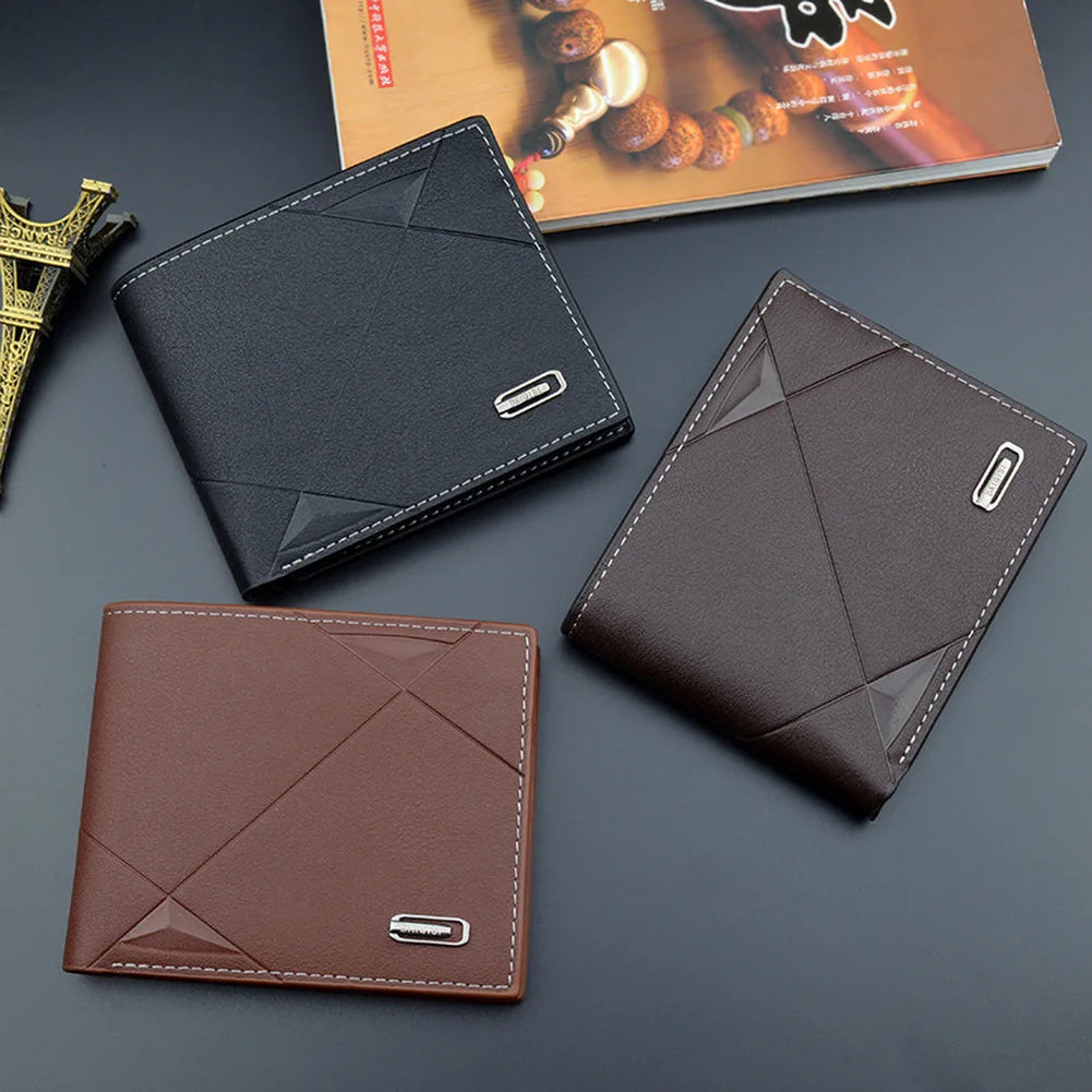 Men Short Bifold Faux Leather Masculina Billetera Credit ID Card Holder Wallet Billfold Purse Clutch Solid Hombre Business Sl