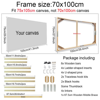 Various Sizes Canvas Frame Wooden Frames Natural Wooden Photo Oil Painting Canvas Diamond Painting Frames Canvas Wood Wall Fr