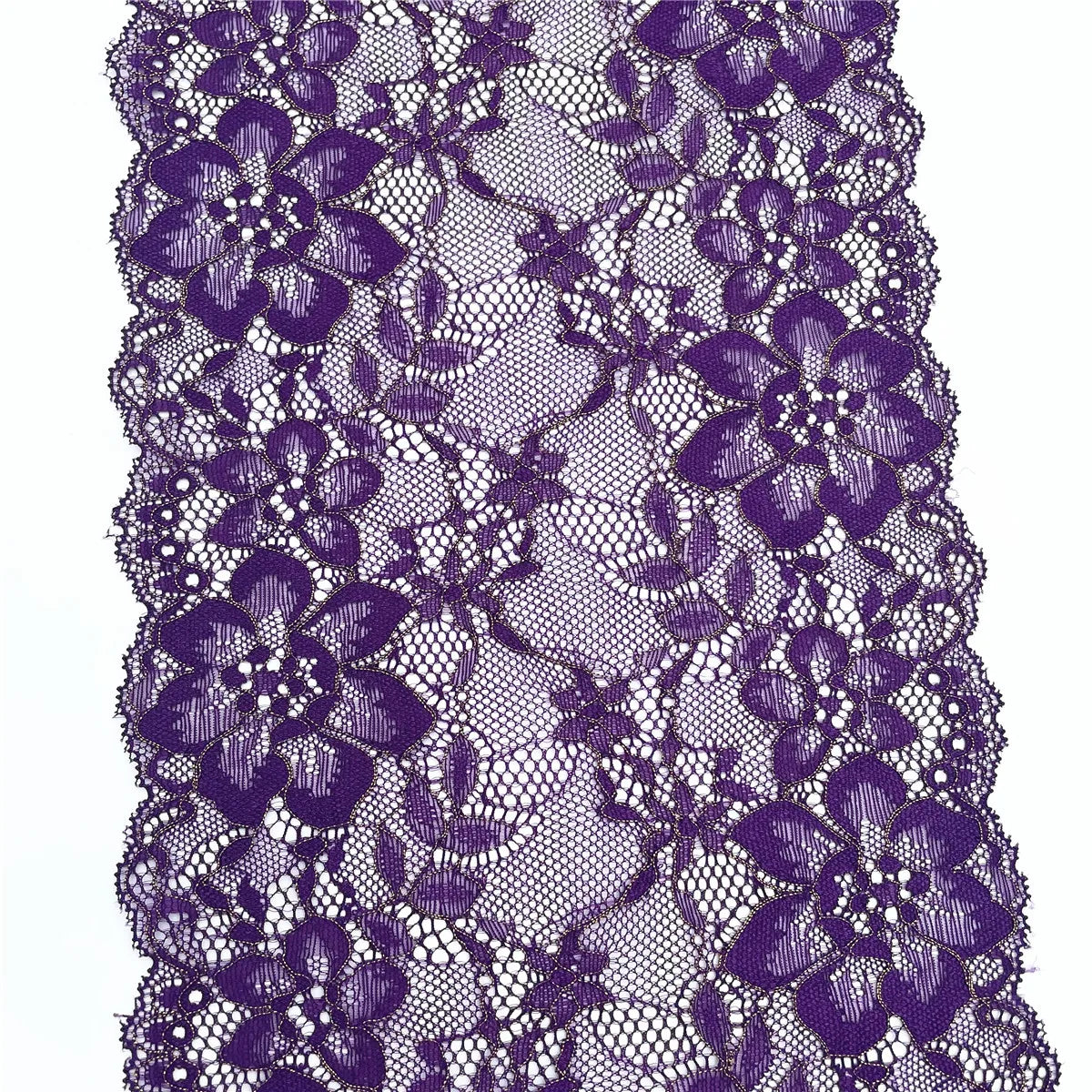 3y/lot Width 17.50cm Dark Purple Gold Elastic Stretch Lace For Skirt Hem Underwear Sewing Craft DIY Apparel Fabrics Material