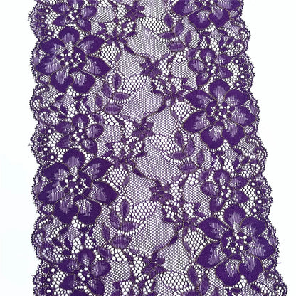 3y/lot Width 17.50cm Dark Purple Gold Elastic Stretch Lace For Skirt Hem Underwear Sewing Craft DIY Apparel Fabrics Material