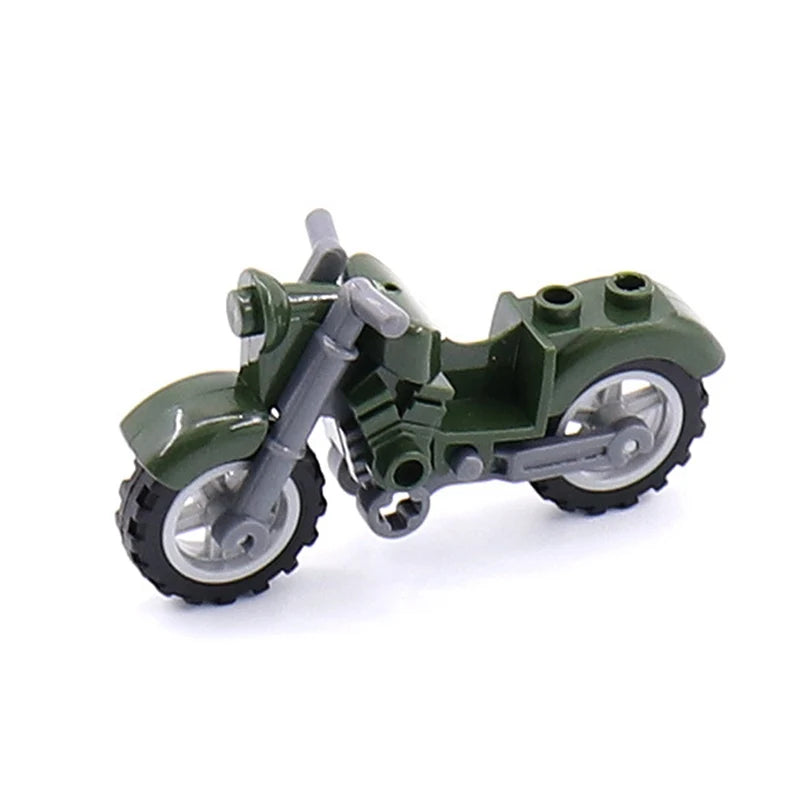 Military Weapon Motorcycle Many Colors Toys For Children Accessories War II Transportation Facility Militaries Compatible Blo