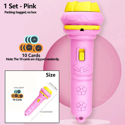 10 Cards Cartoon Projection Flashlight 80 Patterns Creative Children Flashlight Toy Projector Baby Toys Bedtime Story Book To