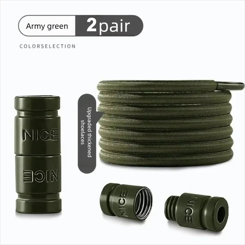 Colorful Metal Lock Sneakers Elastic Shoelaces No Tie Sports Shoe Laces Capsule Lock Stretch Rubber Shoestrings for Easy Wear