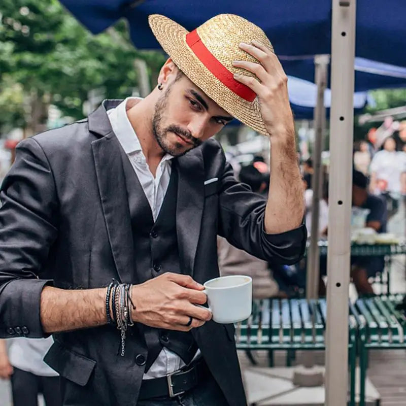 Straw Hat Anime Cosplay Prop Luffy Cap Role Play Summer Strawhats Stage Performance Accessories Adult Unisex Sunshade Hat