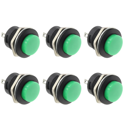 6Pcs R13-507 Momentary Push Button 2 Pin Self-Resetting Mini No Lock Round SPST 1NO Switch 3A 250V AC/6A 125V AC Button Assor