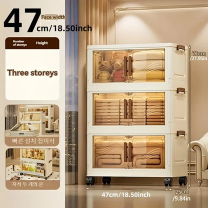 Foldable Storage Box with Clear Door - Spacious, Durable, and Easy-to-Assemble - Ideal for Organizing Clothes, Books, Toys, a