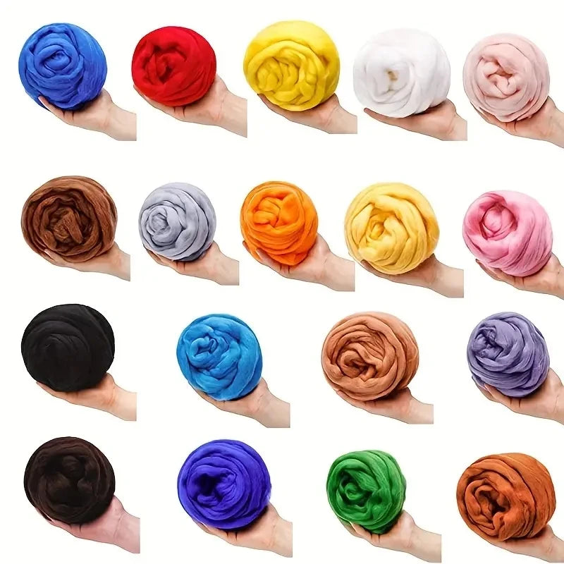 Needle Felting Wool Fibre Wool Roving for DIY Craft Materials, Needle Felt Roving Fabric Felt Craft Toys Handmade Felting Cra
