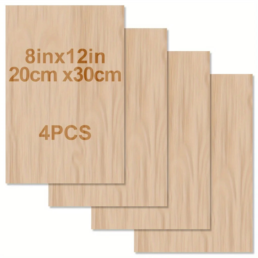 4/8/12/24/48 pieces of wood for crafts - 20*30 cm - 2 mm thick plywood with smooth surface - laser cut square panels - 4PCS
