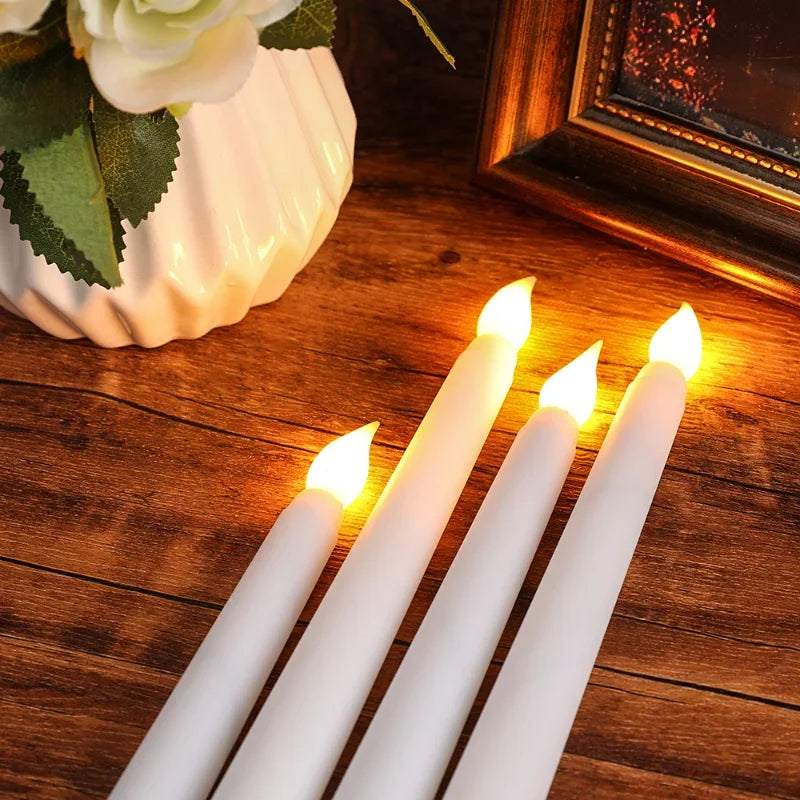 4/1PCS Long Christmas LED Candle Flameless Pointed Candle Light Battery Powered Church Flickering Candle Light Home Decoratio