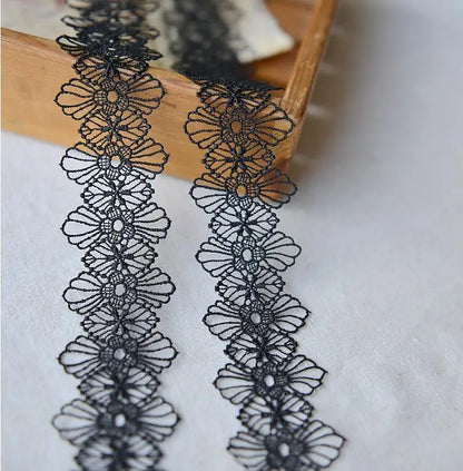 Lace Trim, Handmade Black White Lace Trim, 1 Yard Wide for Sewing, Vintage Style Trim for Scrapbooking, DIY Crafts and Embell