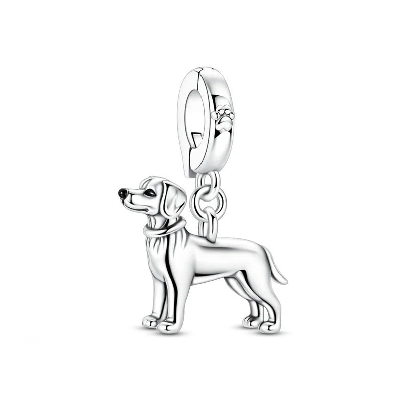 Original 925 Sterling Silver Charms Love Pets Dog Cat Paw Print Pendant Beads Fit Brand Bracelets Necklaces Women DIY Jewelry