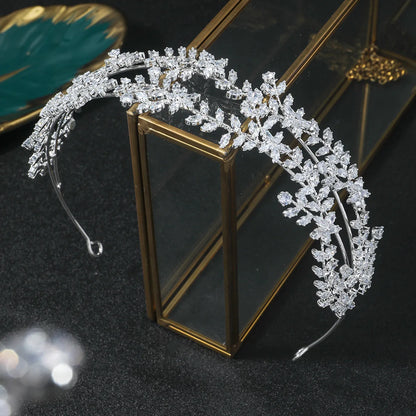 Luxury Bridal Tiara Wedding Headband Cubic Zirconia Bride Headband Tiaras And Crowns For Women Party Prom Hair Jewelry Headdr