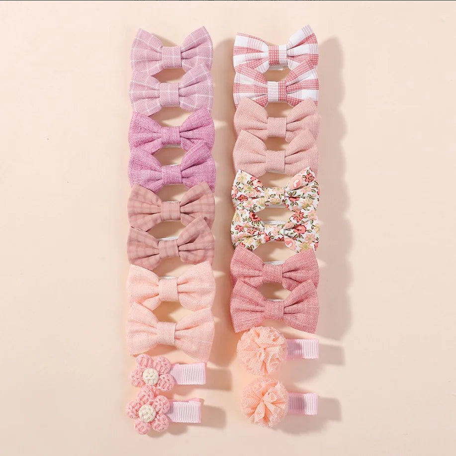 BABY BOWS 20Pcs/set Handmade Fabric Printed Barrette Boutique Mini Boutique Bangs Bow Hair Clip Ins Daisy Hairgripes - FJ4903