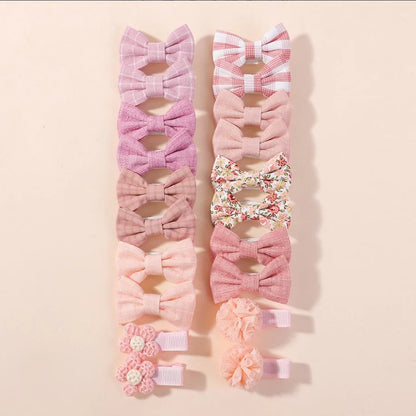 BABY BOWS 20Pcs/set Handmade Fabric Printed Barrette Boutique Mini Boutique Bangs Bow Hair Clip Ins Daisy Hairgripes - FJ4903