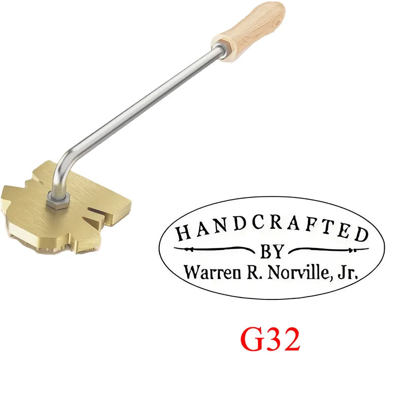 Custom Branding Iron Stamp DIY LOGO Heating Brass Embosser Seals with Handle for Wood Leather Cake Hamburger Wedding Party Cr