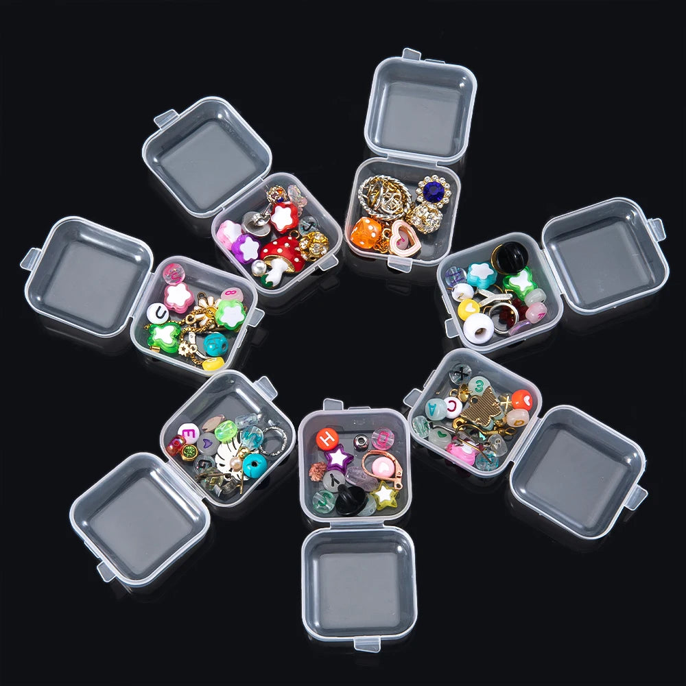 5/20PCS Mini Plastic Storage Box Transparent Jewelry Storage Box Container Portable Earring Ring Earplugs Packaging Storage C