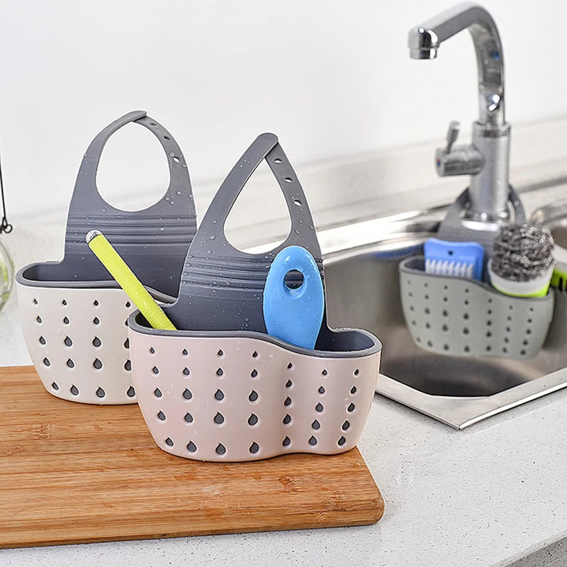 Kitchen Sink Holder Hanging Drain Basket Adjustable Soap Sponge Shelf Organizer Bathroom Faucet Holder Rack Kitchen Accessori